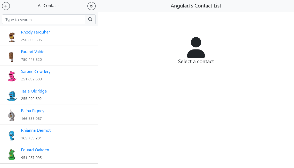 AngularJS Contact List